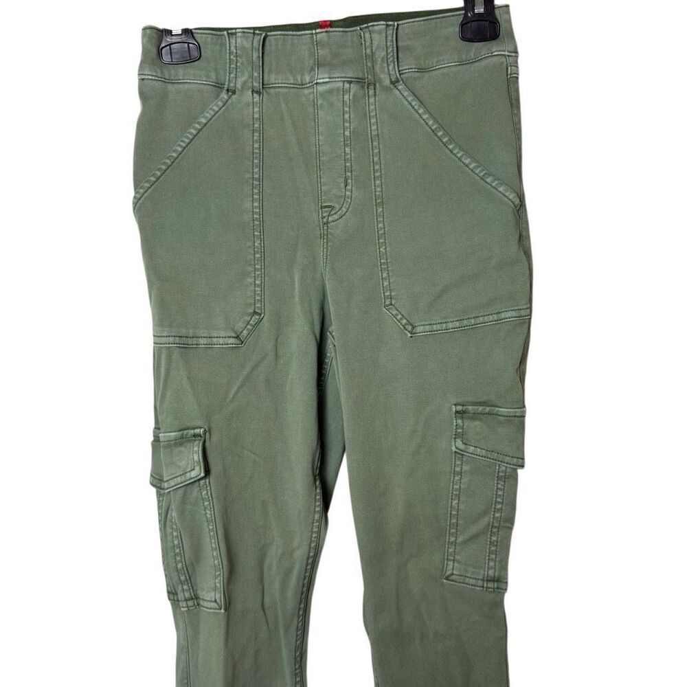 Spanx Pants Women Medium Green Stretch Twill Ankle Cargo Skinny Slim Leg… - Picture 3 of 6
